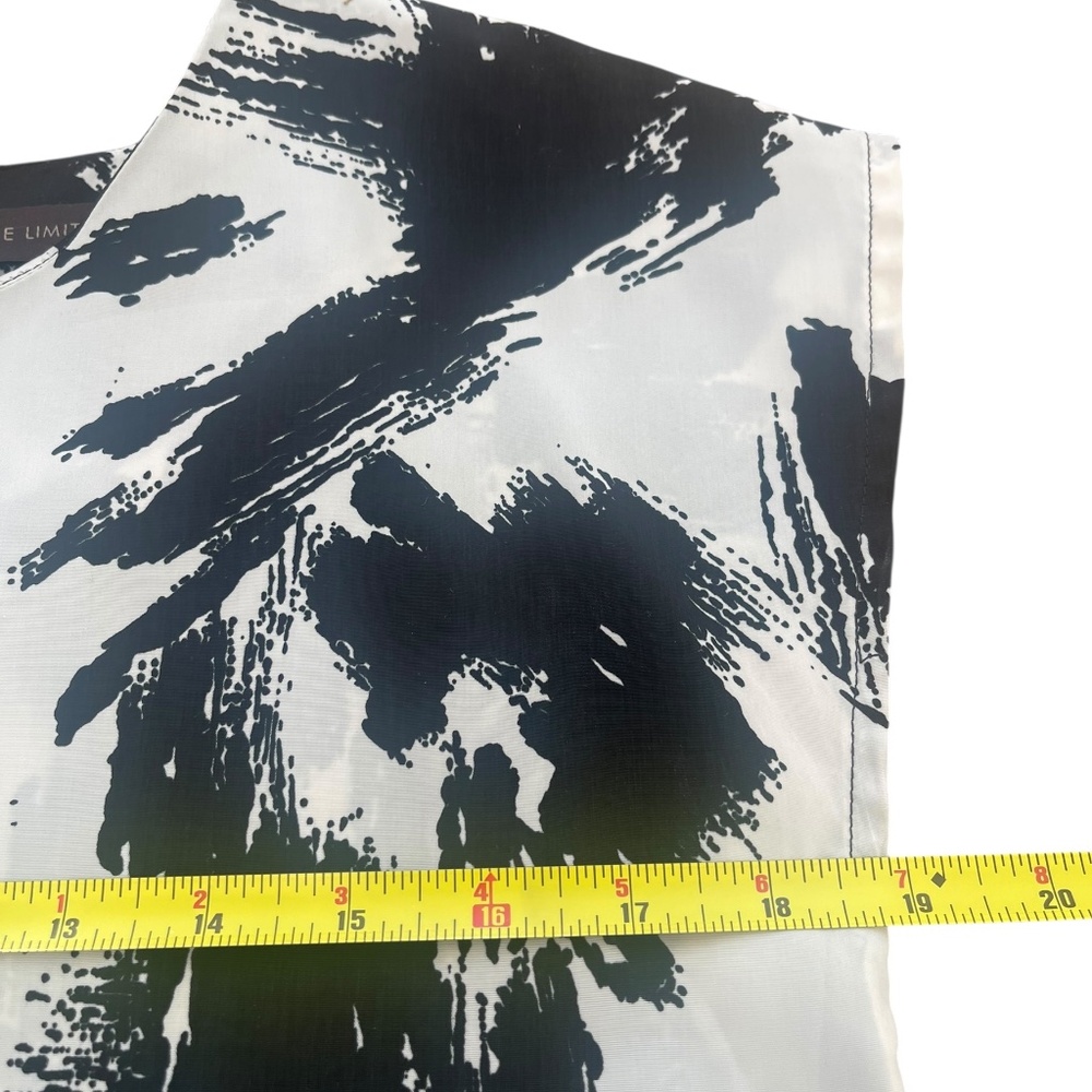 The Limited black cream dress cinch tie waist brush stroke tunic dress XS - Picture 6 of 14